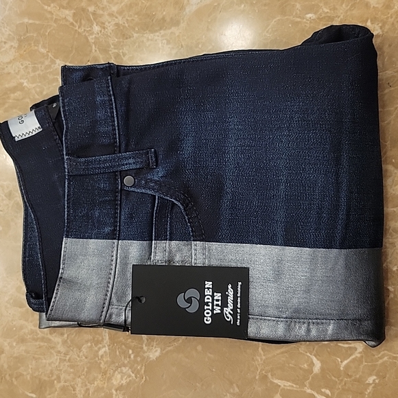 Golden Win Dark Wash Jeans w/ Silver Strip Coating - Picture 14 of 16